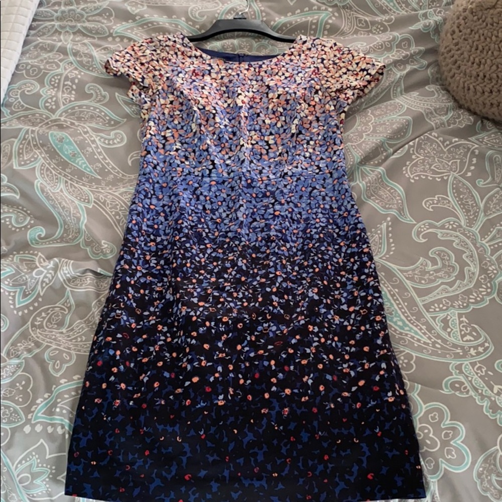 Talbots Petite Cap Sleeve Ombre Floral Dress